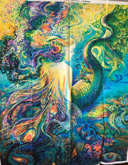 BEAUTIFUL CALL OF THE SEA PANEL BY JOSPHINE WALL FOR 3 WISHES FABRIC #1