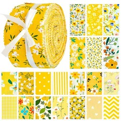 80 PCS Precut Strip Jelly Roll Fabric 2.5×20 Inch Blue Floral Prints Yellow