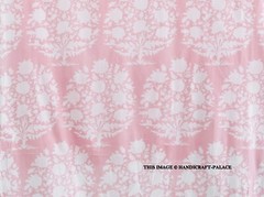 Dressmaking Fabrics Indian Running Cotton Pink Flower Hand Print Loose By Yard
