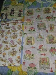 VTG J Manes Lot Of 3 HOLLY HOBBIE HTF Fabric Pieces Various Sizes Read