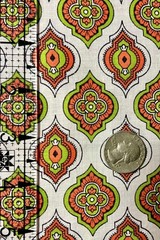 Vintage Feed Flour Sack Geometric Orange & Green Cotton Fabric Piece 21 x 17.5”