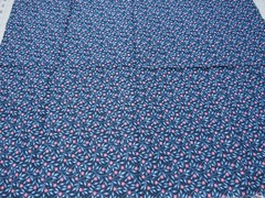 27″ X 44″ Cotton Fabric Vintage General Fabrics Company Navy Blue / Pink Flowers