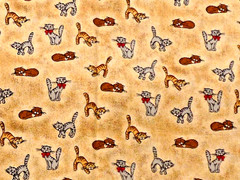 Kitty Cats Cotton Fabric Brown Gray Beige Unbranded 34″