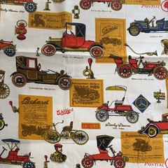 Vintage Automobile Car Mercedes Ford Stanley Upholstery Draperies Fabric 40X45”