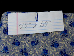 Unknown Mfg Blue Floral Print On White 42″x68″ Sewing Fabric