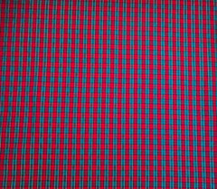 Christmas Fabric 2 7/8+ Yard Metallic Gold Red Green Black Plaid Cotton Blend 14