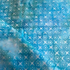 1.2 YD Blue Geometric Star Batik Fabric Cotton