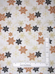 Christmas Fabric Snowflakes Toss Gold Jingle Mingle Cotton Blank Textiles Yard