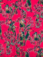 Lilly Pulitzer Dragonfruit Pink Toucan Knit Fabric – 1 yard – 3FT x 5FT