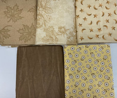 1/3 YARD BUNDLE OF 5 – PACK #2 – BROWN & GOLD