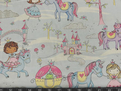 BTY Yard Princess Pastel Glitter Pony Girl Frog Pink Cinderella FABRIC COTTON