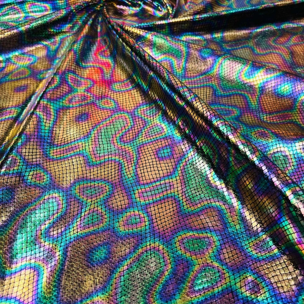 Spandex Fabric Stretch Multicolor Litmus Pearl Hologram by Yard for Swimwear