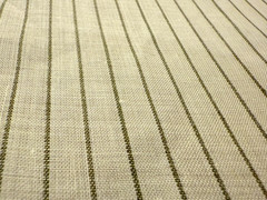 100% Flax Linen Fabric Yarn Dyed Dobby Green Stripe Off White Ground 56″ Wide