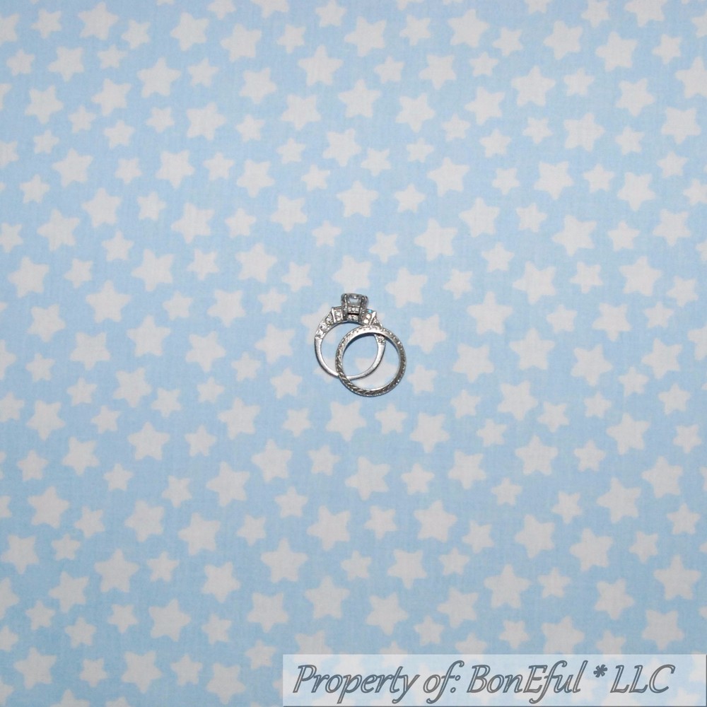 BonEful Fabric FQ Cotton Quilt Blue White STAR Sky Cloud Calico Girl Boy Kid USA