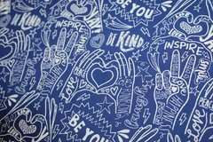 GIRLS FABRIC Fat Quarter FQ {100% COTTON} Rainbow KINDNESS Positive Message KIND