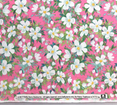 By 1/2 Yard White Flowers on Pink Floral Fabric Traditions 100% Cotton Fabric