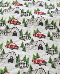 3 Wishes – Christmas Farm Quilting and Crafting Fabric with Barns & Trucks