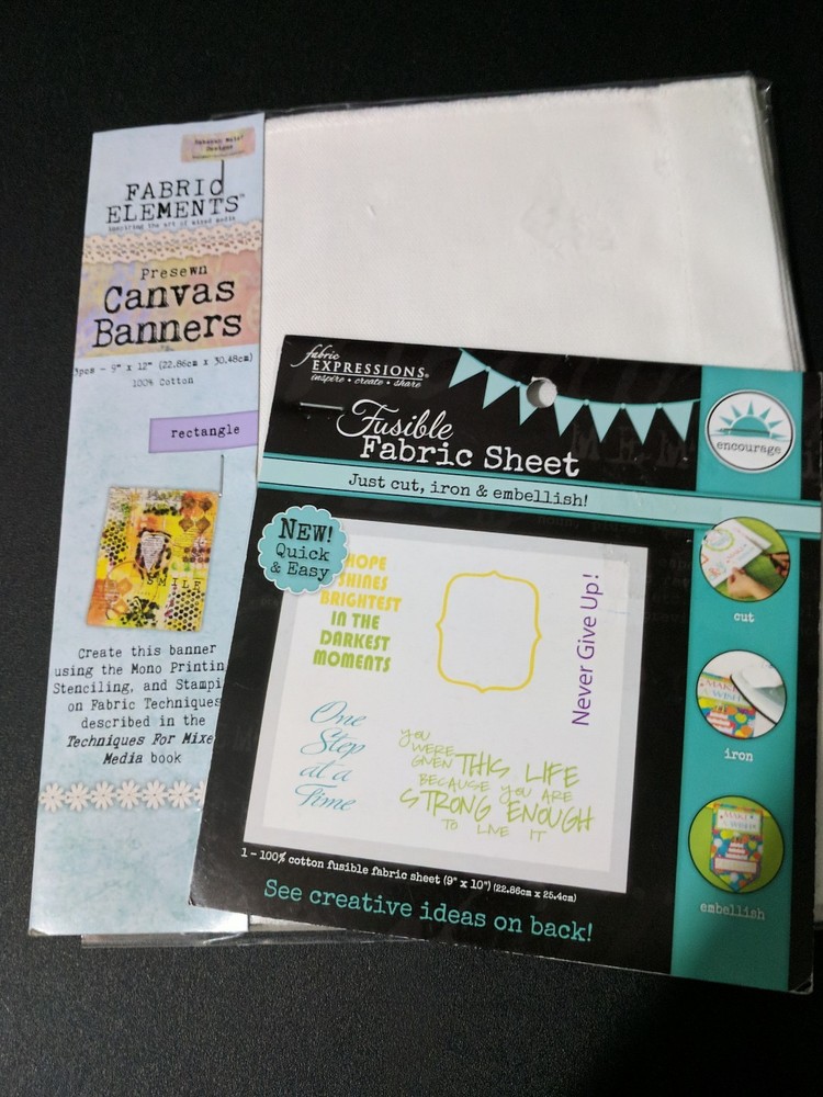 Presewn Canvas Banner with fusible fabric sheet craft hobbies