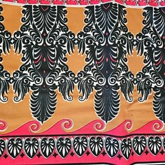 Vintage MCM 60s 50s Polyester Fabric Red Black Gold Stripes ~ 2.75 yds