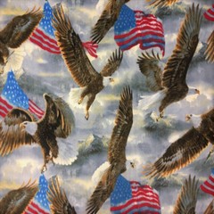 Eagles and USA Flags Print Fleece Fabric – 60″ Wide – Sold by The Yard & Bolt