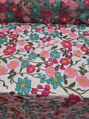 Fuchsia Floral Lace Embroidery Pink Floral Clear Mesh Lace Sold By Yard For Dres
