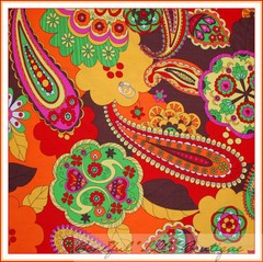 BonEful Fabric FQ Cotton Quilt Rainbow Orange Red Pink Paisley Flower Bohemian L