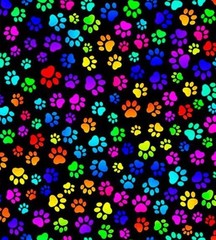 “Puparazzi” Dog Paw Prints, Dog Paws Fabric 100% Cott•1yd BTY*So Cute!Fast Ship