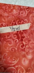 Fabric 1/2 Yard cotton Red With White Swirls