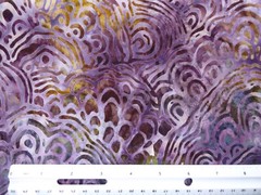 BTY Deco Shells BATIK Swirls Purple Plum Grey Gold Quilting Cotton Fabric
