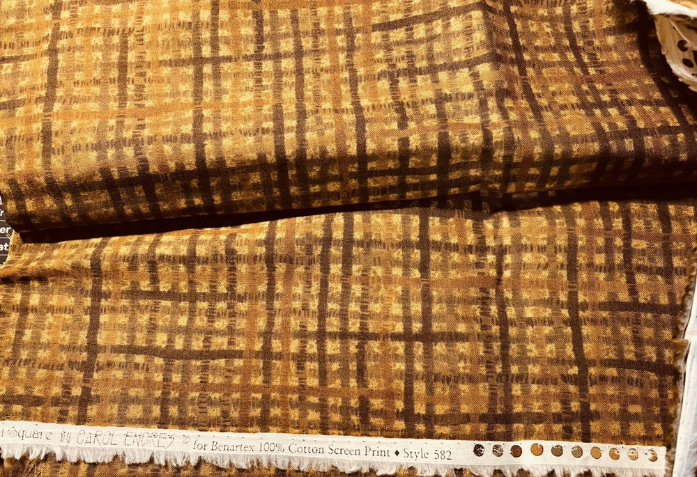 MARKET SQUARE Golden Brown Plaid BY CAROL ENDRES – 100% COTTON FABRIC BTY