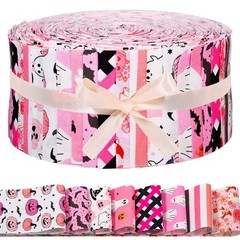 40 PCS Pink Cotton Jelly Pumpkin Fabric Strips Precut Patchwork Quilting DIY