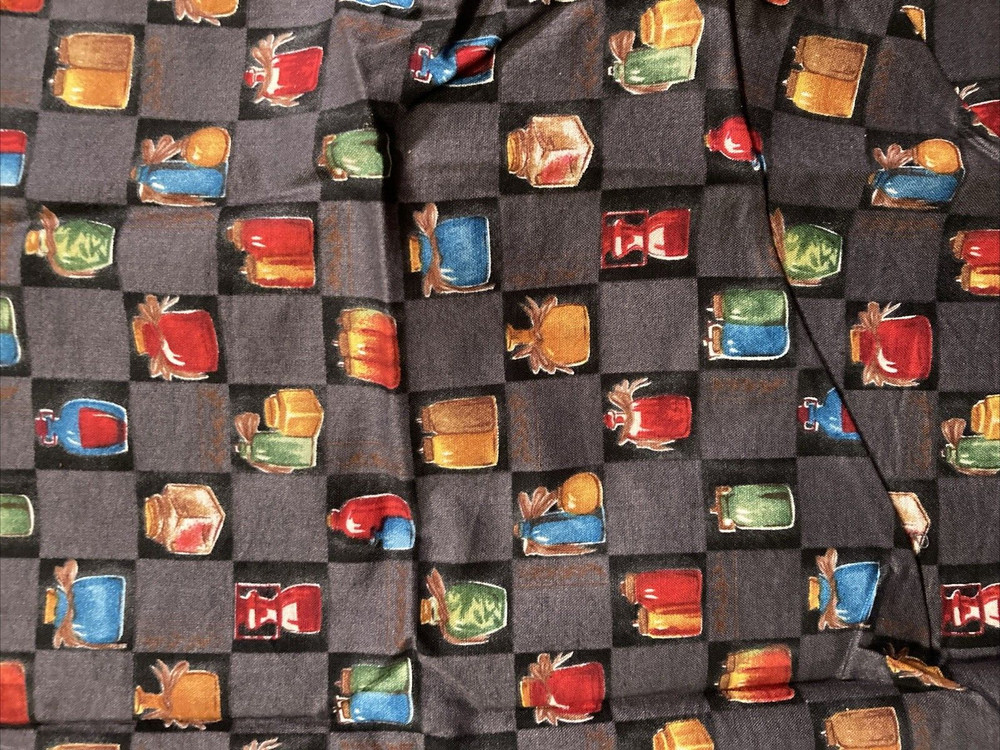 Colorful Blocks Collectible Bottles on Grey Blocks 1/2Y x 44″W VTG Quilters Only