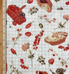 Baskets of Berries Cotton Fabric JoAnn Pie Fruit Picnic Yardage