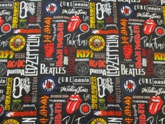 Assorted Rock Band Names 100% Cotton Fabric by the 1/4 Yard: 9″ x 57″ (Music) LG