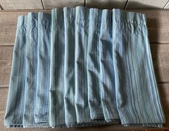 Bloomcraft Woven Fabric Curtain Valances Blue Stripe Cotton Set/9