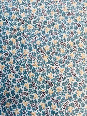 VTG 40-60`s Ditzy Calico Cottagecore Teal & Yellow Floral on White 30½ “x30”