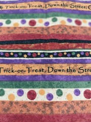 Happy Haunters Cotton Fabric Kelly Mueller Red Rooster Trick or Treat Stripe