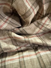 100% Flax Linen Fabric Yarn Dyed Dobby Plaid Check Multi Color 58″ Wide