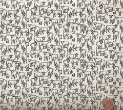 Holy Cow black white line drawing cows farm fabric Windham