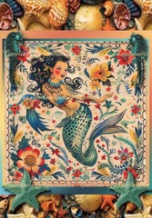 Retro Mermaid B Designer Cotton Fabric Quilt Block Multi-size