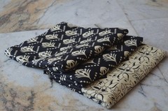 Black & Beige Hand Print Fabric 100% Cotton 4 Yard NO DUTY CHARGES 100%✅ZK-369