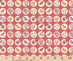 Nature Sings Tweeting Pink Birds 24109 Fabric Poppie Cotton by the Half Yard