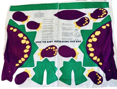 VTG SPIKE Triceratops Tote Bag Panel Cut & Sew by Wendy Everett for Princess