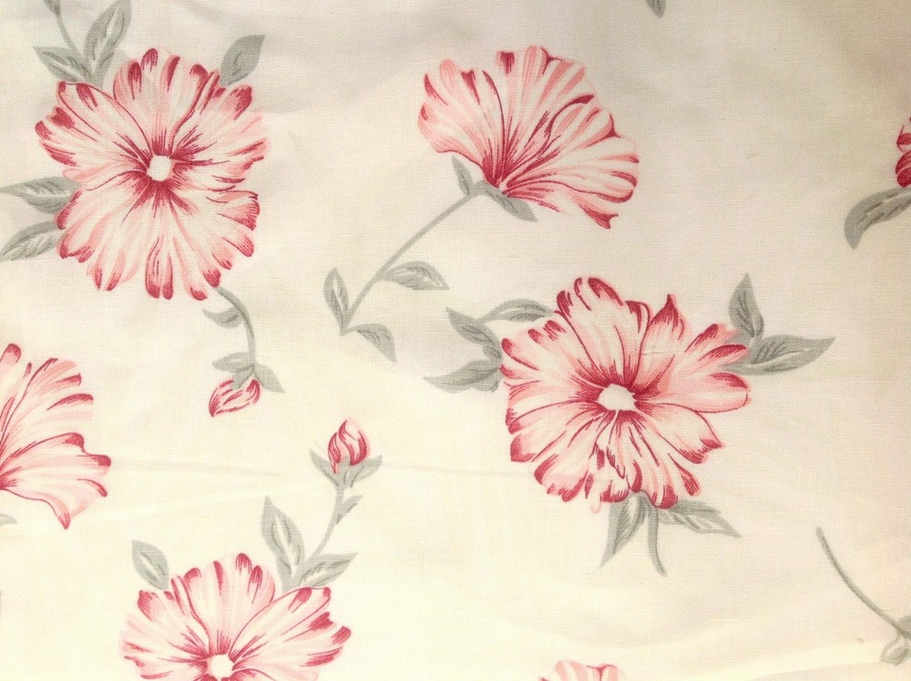 100% Linen Fabric Gorgeous Quality Floral Print with Off White Ground By Yard
