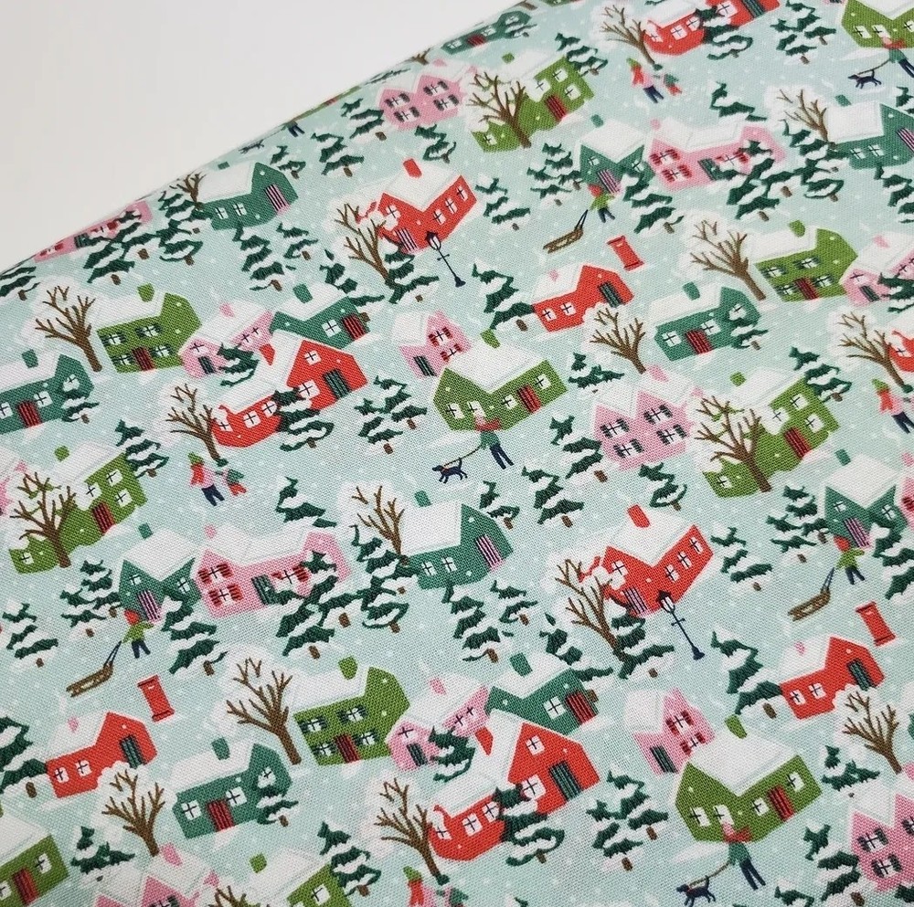 Liberty Cotton Christmas Village Houses Retro Vintage Quilt Sew FAT QUARTER