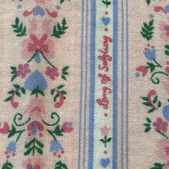 Vtg Fabric Lanz of Salzburg Brushed Poly Cottagecore Pink Blue Floral Hearts
