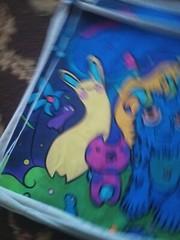 Lot of 4 14″ X 17″ Fabric Squares Monsters Creatures For quilts/Craft Pillows