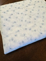 Vintage NEW Blue Floral on White Eyelet Light Cotton Blend Fabric 2 YARDS 42″W