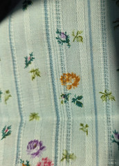 2.5 Yds Vintage Grannycore Cotton Dimity Print Blue with Ditzy Flowers