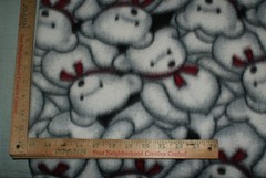 Teddy Bear White Red Bow Design Fleece Fabric 36 x 60 Sewing Craft Fast Shipping
